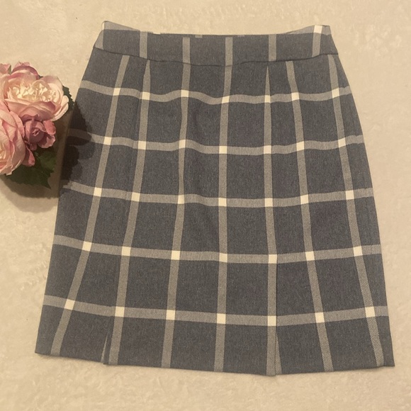 TAHARI ARTHUR S. LEVINE Size 8 Lined Window Pane Pencil Skirt Gray & White - Picture 9 of 10